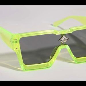 Neon yellow frames with rhinestones